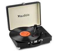 Audizio RP116BK Briefcase Vinyl Record Player with Bluetooth Output, Portable 3-Speed Turntable, Built-in Speakers, Connects to External Speaker Wirelessly