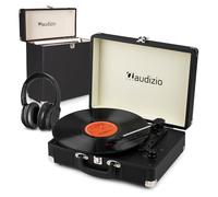 Audizio RP116BK Record Player with Bluetooth Output, Vinyl Case, Wireless Headphone, Noise Cancelling Bluetooth Headphone, Converts Records to MP3, Vinyl Turntable Set