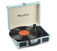 Audizio RP116BL Briefcase Record Player, Retro Bluetooth Vinyl Turntable with Built-In Stereo Speakers, USB MP3 Conversion, Compact Portable Design, Blue Finish