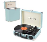 Audizio RP116BL Retro Record Player, Vinyl Player with Bluetooth Output, Briefcase Turntable, Built-in Speakers, AUX Input, Vinyl Record Case, 33/45/78 RPM, Blue