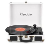 Audizio RP116CR Briefcase Record Player, Retro Vinyl Turntable, Cream | Bluetooth in/out, USB PC encoding, 3-speed, built-in stereo speakers