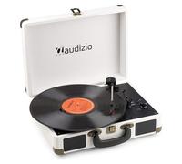 Audizio RP116CR Briefcase Record Player - Retro Vinyl Turntable with Bluetooth In/Out, Built-in Stereo Speakers, USB PC Encoding, 3-Speed, Portable Cream Design