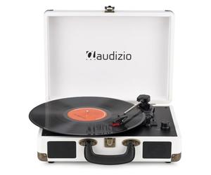 Audizio RP116CR Briefcase Record Player - Retro Vinyl Turntable with Bluetooth In/Out, Built-in Stereo Speakers, USB PC Encoding, 3-Speed, Portable Cream Design