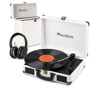 Audizio RP116CR Record Player with Bluetooth Output, Wireless Headphone, Vinyl Storage Case for 30 Records, Noise Cancelling Vinyl Player Bluetooth Headphone Set