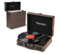 Audizio RP116W Retro Record Player with Bluetooth Output, Built-in Speakers & Vinyl Record Case - Wooden Briefcase Turntable, 33/45/78 RPM, AUX Input, vinyl player with bluetooth output