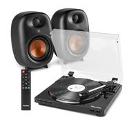 Audizio RP310 Vinyl Record Player with RS80 Active Bluetooth Bookshelf Speakers, Auto Return, MP3 Recording, Preamp, Optical/USB/RCA, Home Audio Turntable Speaker System