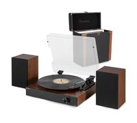 Audizio RP325W Bluetooth Record Player System with Bookshelf Speakers & Vinyl Storage Case - Integrated Amplifier, Retro Turntable, Wireless Audio Streaming, Complete Home Audio Solution
