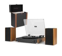 Audizio RP335 Record Player with Speaker Pair, Vinyl Turntable with Bluetooth, Belt-Driven 3 Speeds, 2x 40W Speakers and Vinyl Record Case