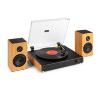Audizio RP337BB Record Player with Wireless Stereo Bluetooth Speakers - Bamboo