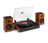 Audizio RP337W Record Player with Wireless Bluetooth Bookshelf Speakers, Battery Powered, 3-Speed Turntable, Auto Lift/Return & RCA, Modern Home Audio