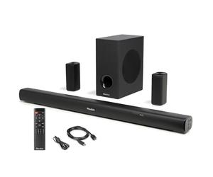 Audizio SB100 5.1 Surround Sound System for TV, Home Theatre System with Soundbar, Wired Subwoofer and Rear Speakers, HDMI ARC, Optical, Bluetooth, USB, 160W