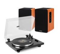Audizio Toledo Bluetooth Record Player System with Wireless 80W Bookshelf Speakers, Hi-Fi Vinyl Player with Bluetooth Output, RCA Cable, Home Audio for Record Lovers and Streaming Devices