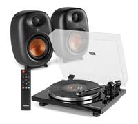 Audizio Toledo Premium Vinyl Record Player with RS80 Bluetooth Speaker Set, High-Fidelity Turntable, Audio Technica Cartridge, Wireless Active Speakers, Home Audio System, Record Players with Speakers