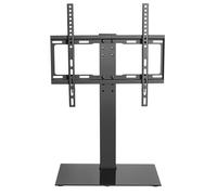Audizio TTTS40 Universal TV Stand for 32-55" Screens, Height Adjustable Steel Frame with Elegant Tempered Glass Base, 30kg Max Load, VESA 100x100 to 400x400, Built-in Cable Management, Black