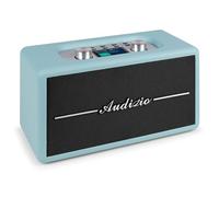 Audizio Tune60 Retro DAB+ Radio with Bluetooth Speaker, FM, USB & MicroSD Playback, LCD Display, Alarm Clock, Mains or Battery-Powered - Blue