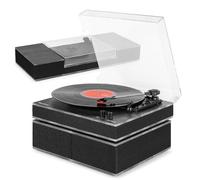 Audizio Tupelo Bluetooth Vinyl Record Player with Dual Speakers, 120W Output, Three Speed Settings, Belt Drive, Wireless Streaming, Dust Cover, Stereo RCA Out, Modern Home Audio System - Black