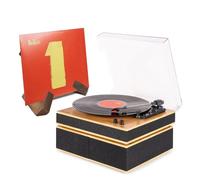 Audizio Tupelo Bluetooth Vinyl Record Player with Speakers and Wooden Record Display Stand, Bamboo Turntable Record Player, Retro Vinyl Player with Bluetooth Streaming and Sleeve Holder