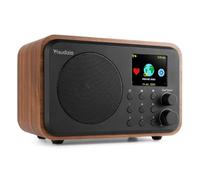 Audizio Vicenza Portable WiFi Internet Radio, DAB+, FM, Bluetooth, Wood | 32,000+ stations, rechargeable battery, colour display, dual alarm, wireless remote