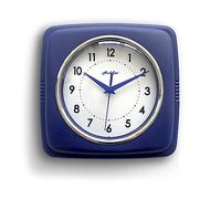 AudLee 23cm Retro Color Indoor Wall Clock, Battery Operated Square Clock. Decorative Clock for Home, Office, Kitchen, Bedroom, Bathroom Living Room, School. Sweep Movement (Blue)