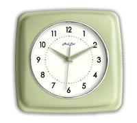 AudLee 23cm Retro Color Indoor Wall Clock, Battery Operated Square Clock. Decorative Clock for Home, Office, Kitchen, Bedroom, Bathroom Living Room, School. Sweep Movement (NEW - Pastel Green)