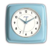 AudLee 23cm Retro Color Indoor Wall Clock, Battery Operated Square Clock. Decorative Clock for Home, Office, Kitchen, Bedroom, Bathroom Living Room, School. Sweep Movement (NEW - Pastel Blue)