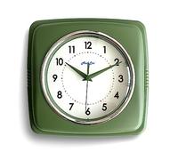 AudLee 23cm Retro Color Indoor Wall Clock, Battery Operated Square Clock. Decorative Clock for Home, Office, Kitchen, Bedroom, Bathroom Living Room, School. Sweep Movement (Green)