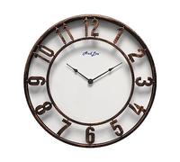 AudLee 40cm Brush Bronze Plastic Indoor. Large Number Round Clock. Battery Operated, Silent Non-Ticking, Decorative Clock for Home, Office and School.Sweep Movement