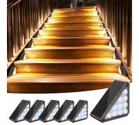 AUDLES 6 Pack Solar Stair Lights Outdoor Stair Lights with Waterproof IP67 LED Solar Light for Outside Light Decor for Stair, Deck, Front Step, Front Porch, Patio, Garden and Backyard (Brown)