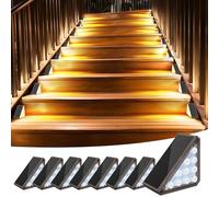 AUDLES 8 Pack Solar Stair Lights, Outdoor Step Lights with Waterproof IP67, Warm White LED Solar Light for Outside Light Decor for Stair, Deck, Front Step, Front Porch, Patio and Backyard