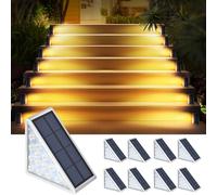 AUDLES LED Solar Step Lights Waterproof Outdoor Stair Lights, Warm White Solar Deck Lights IP67 Solar Decoration Lights for Yard, Patio, Garden, Walkways, Front Door, Pathway, Driveway, Porch 2PK