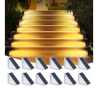 AUDLES LED Solar Step Lights, Warm White, 12 Pack, Outdoor Stair Lights, IP67 Waterproof, Solar Deck Lights for Yard, Patio, Garden, Walkways, Front Door, Pathway, Driveway, Porch