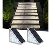 AUDLES LED Solar Step Lights Waterproof Outdoor Stair Lights, Solar Deck Light Outdoor Decor IP67 Solar Decoration Light for Yard, Patio, Garden, Walkways, Front Door, Pathway, Driveway, Porch 2PK