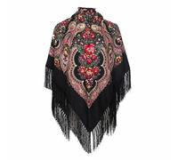 AUDME Oversized Women's Scarf Shawl Wrap Russian Babushka Traditional Retro Ukraine Style Printed tassels Square Scarfs（51inx51in