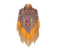 AUDME Oversized Women's Scarf Shawl Wrap Russian Babushka Traditional Retro Ukraine Style Printed tassels Square Scarfs（51inx51in