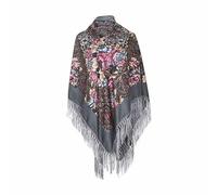 AUDME Women's Shawl Oversized Scarf Wrap Russian Babushka Traditional Retro Ukraine Printed tassels Square Scarfs（61inx61in