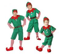 AudMsier Green Elf Boy Clothing,Elf Set Hat Shirt and Pants, Christmas Carnival Costume Role-Playing(110CM)