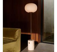 Audo Copenhagen Audo JWDA floor lamp, brass/beige, travertine, 150 cm, dimmable.