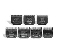 AUDOC 10/30/40/7FC/5FC/4FC/3FC Stainless Steel Dog Clipper Blades, Compatible with Heiniger/Andis/Oster A5/Wahl KM10 Series, Pack of 7, Black