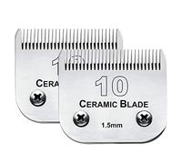 Audoc 2 Replacement Blades for Dogs 10 Blades Compatible with Clippers for Andis/Wahl/Oster Dogs, Removable Ceramic Blade and Stainless Steel Blade, Size 10, Longi