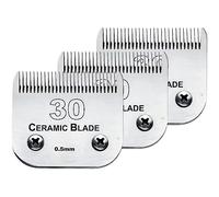 Audoc 3Pack #30 Blade Dog Grooming Clipper Replacement Blades Compatible with Wahl/Oster Dog Clippers,Detachable Ceramic Blade & Stainless Steel Blade,Size-30, 1/50-Inch Cut Length (64260)