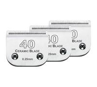 Audoc 3Pcs 40 Blade Dog Grooming Clipper Replacement Blades Compatible with Wahl/Oster Dog Clippers,Detachable Ceramic Blade & Stainless Steel Blade,Size 40 Cut Length 1/100"(0.25mm)