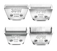 Audoc Wide Blade Pet Grooming Clipper Blades for Andis,Oster A5,Wahl km10 Clippers,Silver,Size:30W+4FW+5FW+7FW-4pack