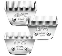 Audoc Wide Blade Pet Grooming Clipper Blades for Andis,Oster A5,Wahl km10 Clippers,Silver,Size:4FW+5FW+7FW-3pack