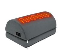 Audoyon Heated Foot Rest Under Desk Footrest at Work, Foot Warmer Foot Stool with Double Layer Adjustable Height and Washable Cover, Handle Desk Foot Rest with Office Desk Accessories, Grey