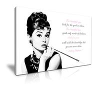 Audrey Hepburn Beautiful Eyes Lips Quote Canvas Wall Art Picture Print Best Gift for Modern Family Home Office School Hotel Decoration (M: 61cm X 41cm)