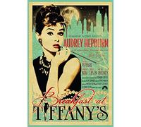 Audrey Hepburn Breakfast at Tiffany’s Nostalgic Domed Strong Metal Tin Pub Sign 7.87" x 11.81" x 0.39" Inches