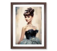 Audrey Hepburn Classicism Framed Print | A2 Walnut Framed Wall Art | Ready to Hang | Modern Nature Picture | Living Room Bedroom Lounge Office