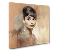 Audrey Hepburn Conceptual Art | Canvas Wall Art Print | Framed Ready to Hang Picture | Modern Art for Living Room Bedroom Kitchen Home | 20x20 Inch