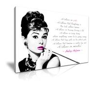 Audrey Hepburn I Believe in Pink Quote Canvas Wall Art Picture Print Best Gift For Hepburn Fans Modern Home Office Hotel Decoration (XL: 91cm x 61cm)