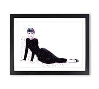 Audrey Hepburn In Abstract Framed Wall Art Print A3 Black